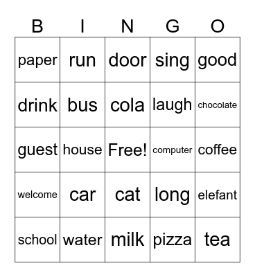 German cognates Bingo Card