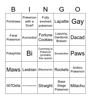 Pokefur Bingo Card