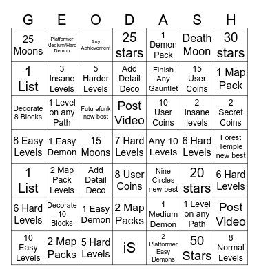 GD Task Bingo Card