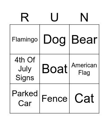 Beadle Lake Run Bingo Card