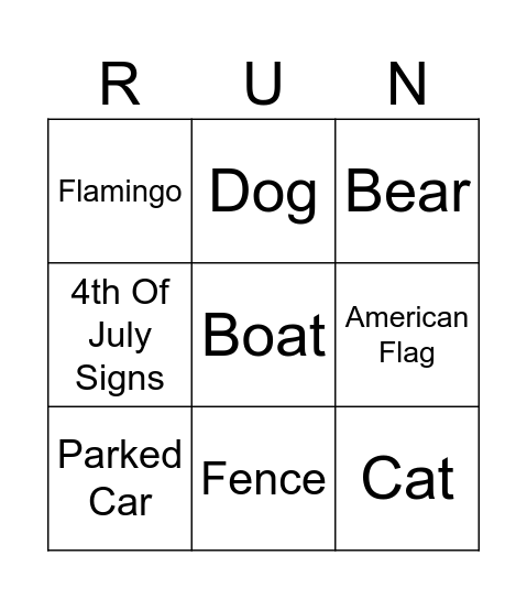Beadle Lake Run Bingo Card