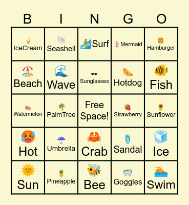 SUMMER Bingo Card