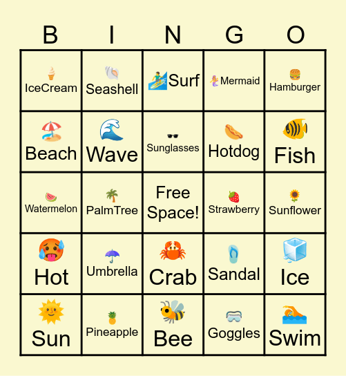 SUMMER Bingo Card