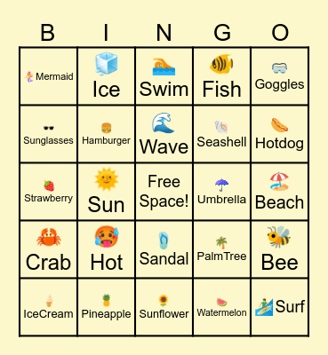 SUMMER Bingo Card