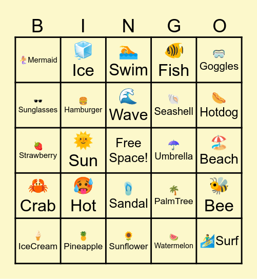 SUMMER Bingo Card