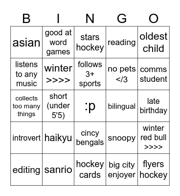 cae bingo yay Bingo Card