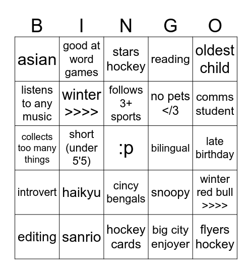 cae bingo yay Bingo Card