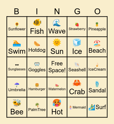 SUMMER Bingo Card