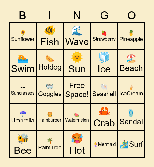 SUMMER Bingo Card