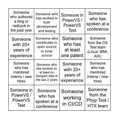 Networking Bingo! Bingo Card