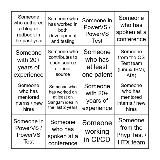 Networking Bingo! Bingo Card