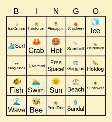SUMMER Bingo Card