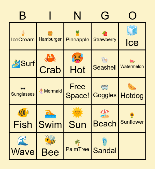 SUMMER Bingo Card