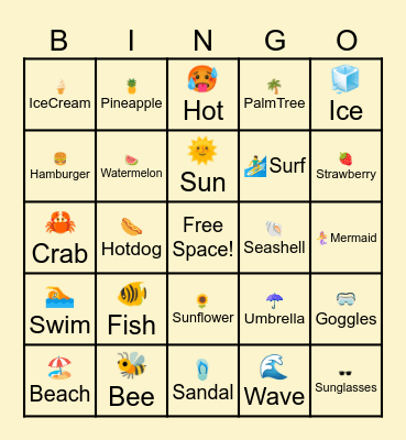SUMMER Bingo Card