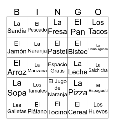 A mi me gusta(n)... Bingo Card
