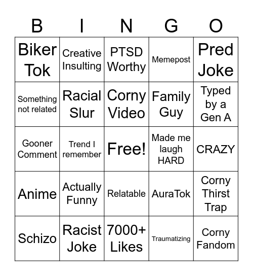 Insta Comments Bingo Card