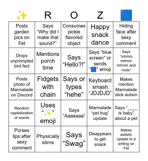 Roz Bingo Card