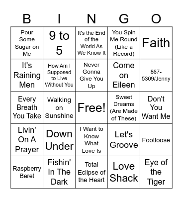 80's BINGO Card
