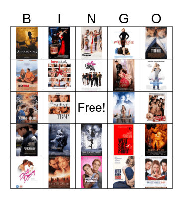 romantic movies Bingo Card