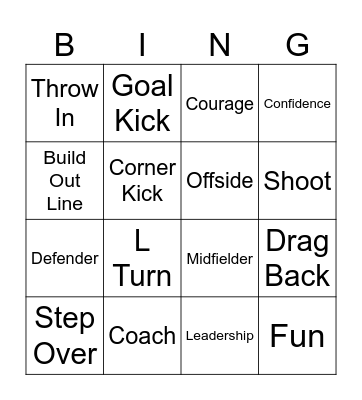 Soccer Bingo Card