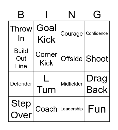 Soccer Bingo Card