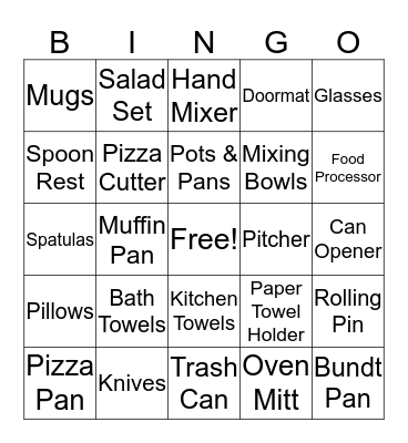 Bridal Shower Bingo Card