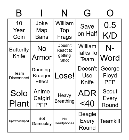 Premier Bingo Card