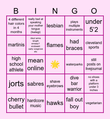 shy bingo Card