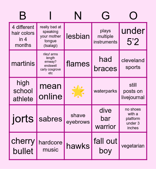 shy bingo Card