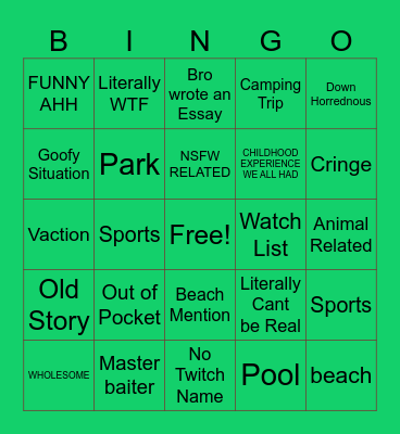 SSR CONFESSIONS Bingo Card