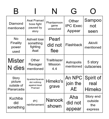 Trailblazer Mission 4.4 Bingo Card