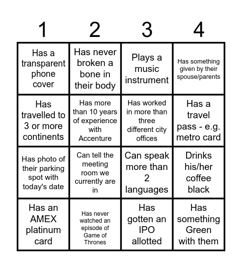 HUMAN BINGOOOO Bingo Card