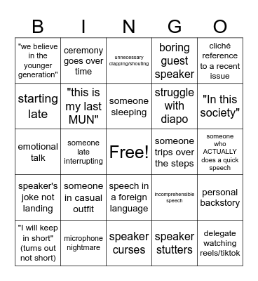 YereMUN BINGO Card