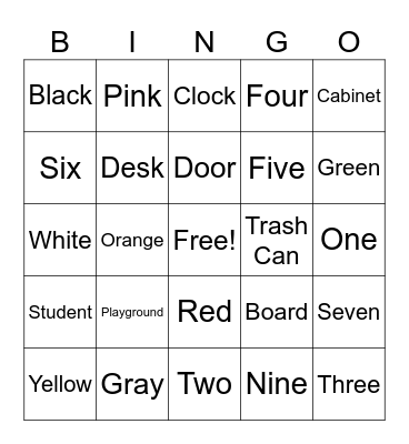School Supplies Bingo Card