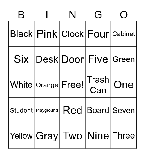 School Supplies Bingo Card