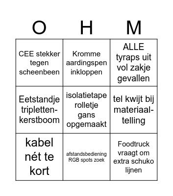 VF Elektrik Bingo Card