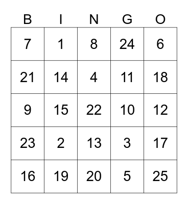 Untitled Bingo Card