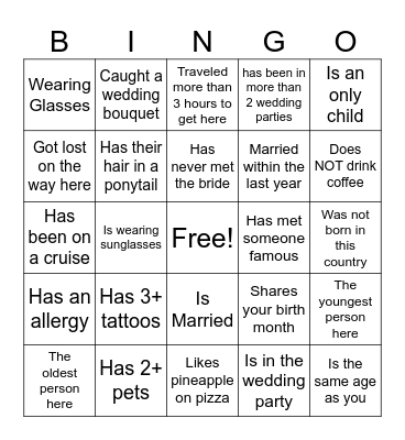 Bridal Picnic BINGO! Bingo Card