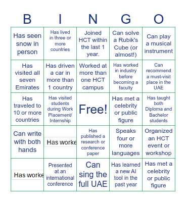 HCT-ETS End of year Gathering Bingo Card