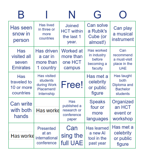 HCT-ETS End of year Gathering Bingo Card
