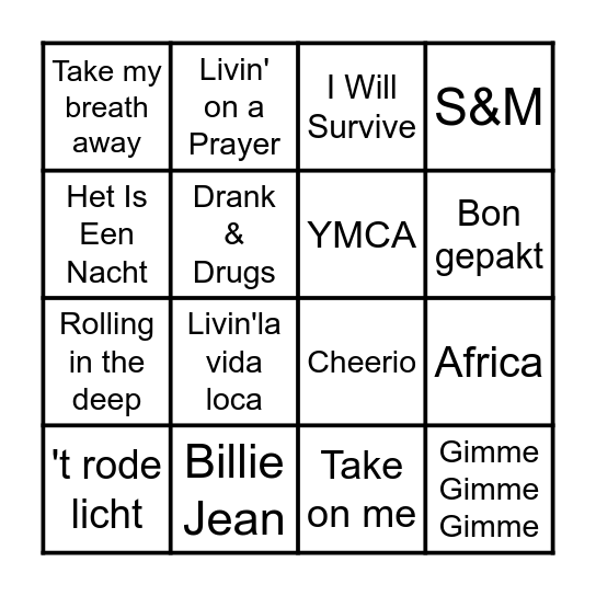 Music Bingo! Bingo Card