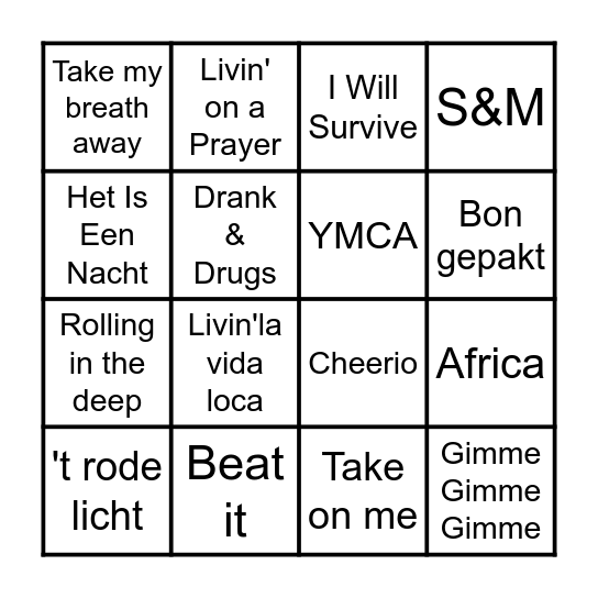 Music Bingo! Bingo Card