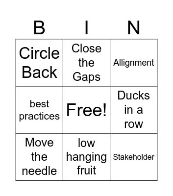 Corporate Bullshit Bingo Card