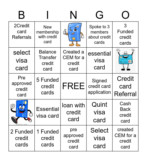 Credit Card BINGO Card