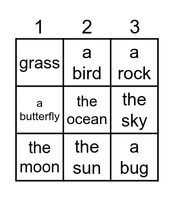 NATURE Bingo Card