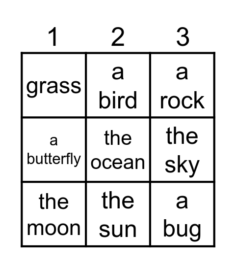 NATURE Bingo Card