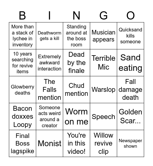 ruinous vid bingo Card