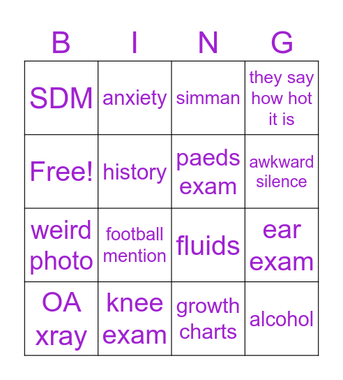 osce bingo two Bingo Card
