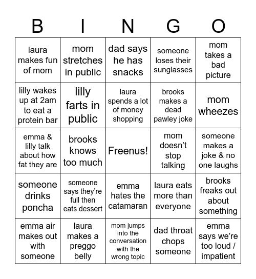 bungus Bingo Card