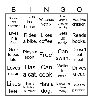 Find someone who.... Bingo Card